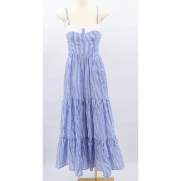 Lilly Pulitzer Women's Jasmyn Maxi Dress Light Oxford Blue Stripe Sz 00 Coastal